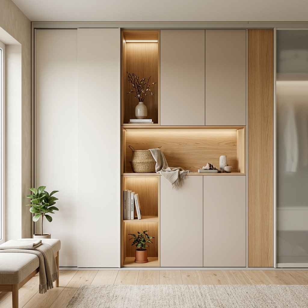 Встроенный шкаф-купе с подсветкой