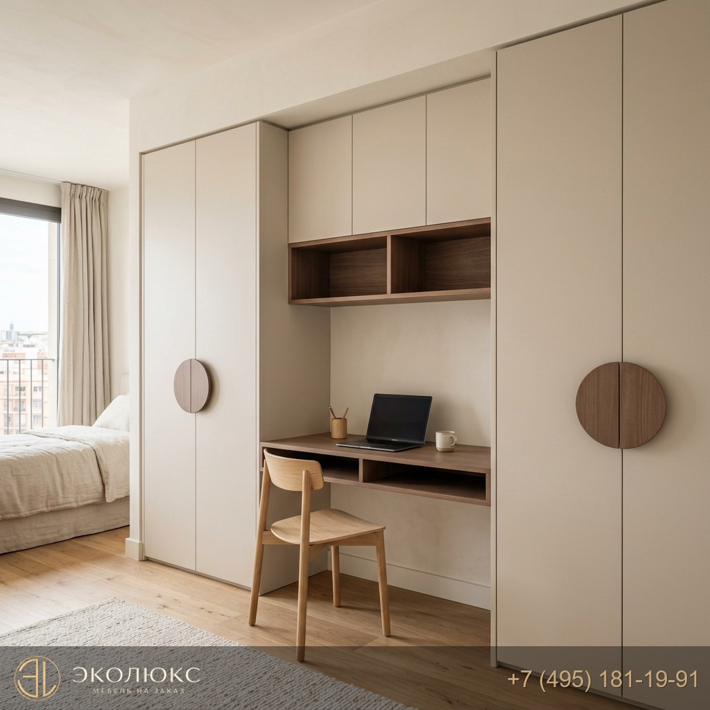 Детский гарнитур со встроенным столом и шкафами